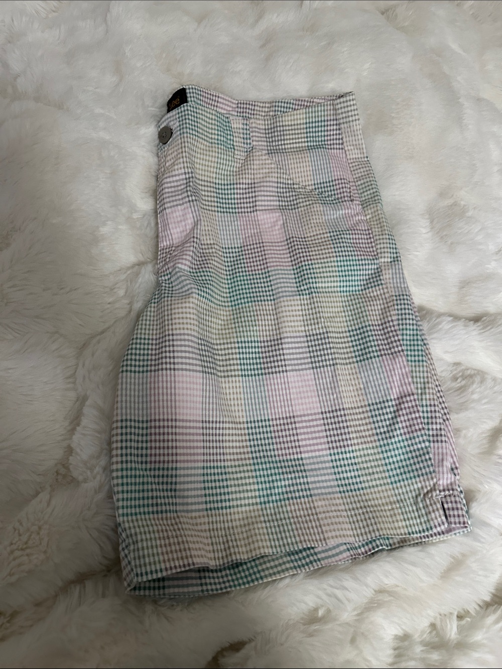 Lee Pastel Plaid Men’s Shorts - Pink, Green & Cream - Picture 3 of 5